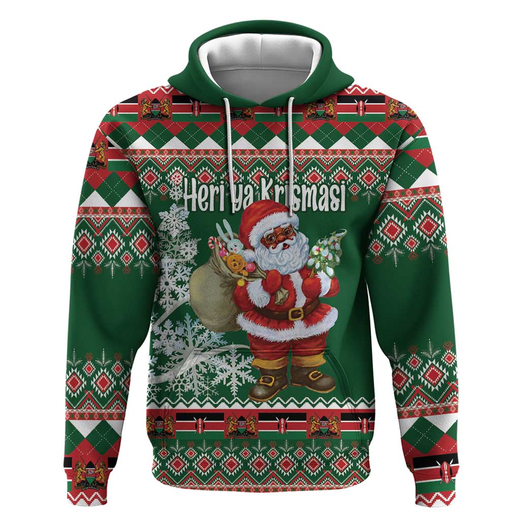 Personalized Kenya Christmas Hoodie African Santa Claus - Heri ya Krismasi LT18