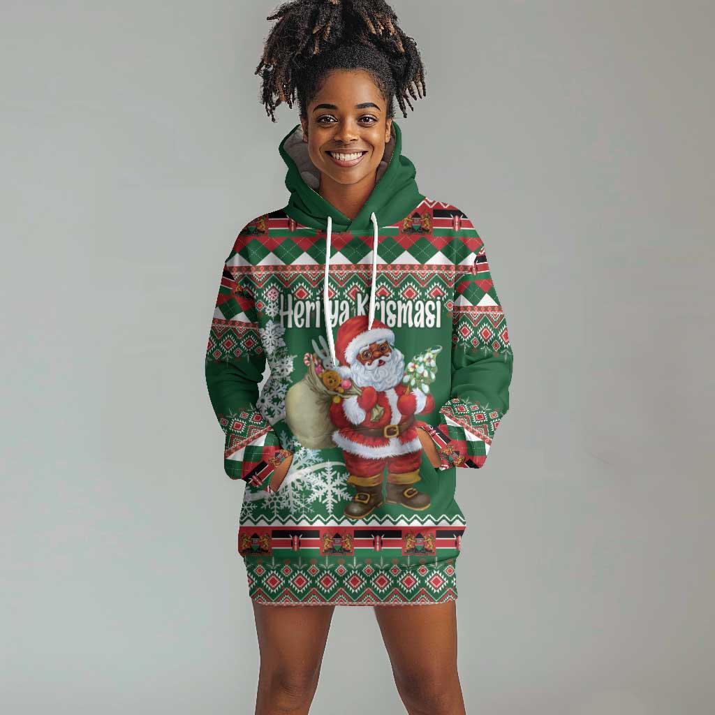 Personalized Afro Kenya Christmas Hoodie Dress African Santa -  Folk Pattern LT18