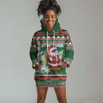 Personalized Afro Kenya Christmas Hoodie Dress African Santa -  Folk Pattern LT18