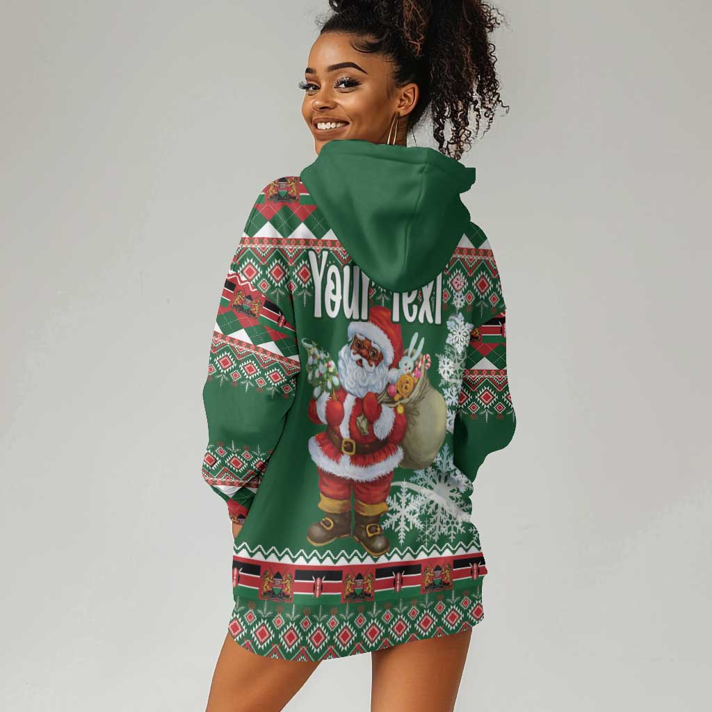 Personalized Afro Kenya Christmas Hoodie Dress African Santa -  Folk Pattern LT18