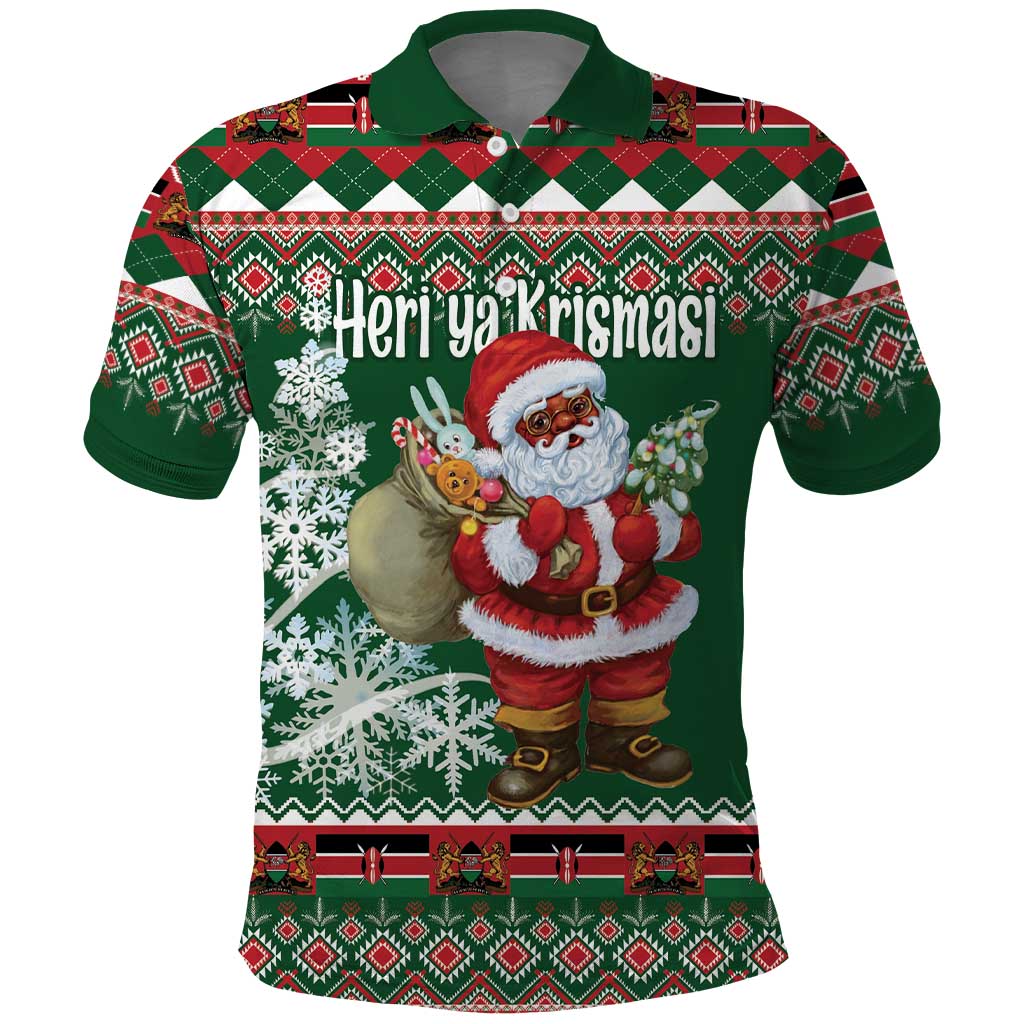 Personalized Kenya Christmas Polo Shirt African Santa Claus - Heri ya Krismasi LT18