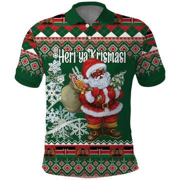 Personalized Kenya Christmas Polo Shirt African Santa Claus - Heri ya Krismasi LT18