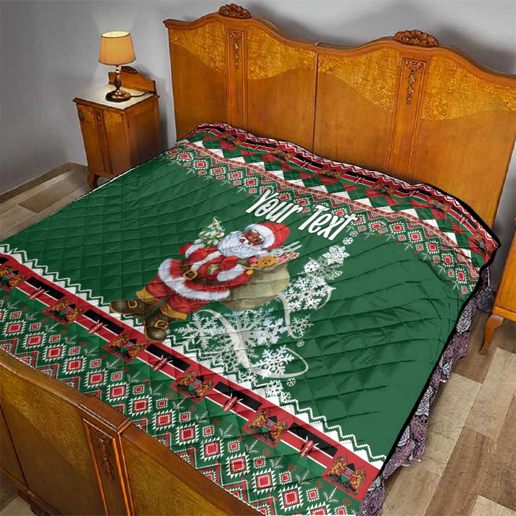 Personalized Afro Kenya Christmas Quilt African Santa -  Folk Pattern LT18