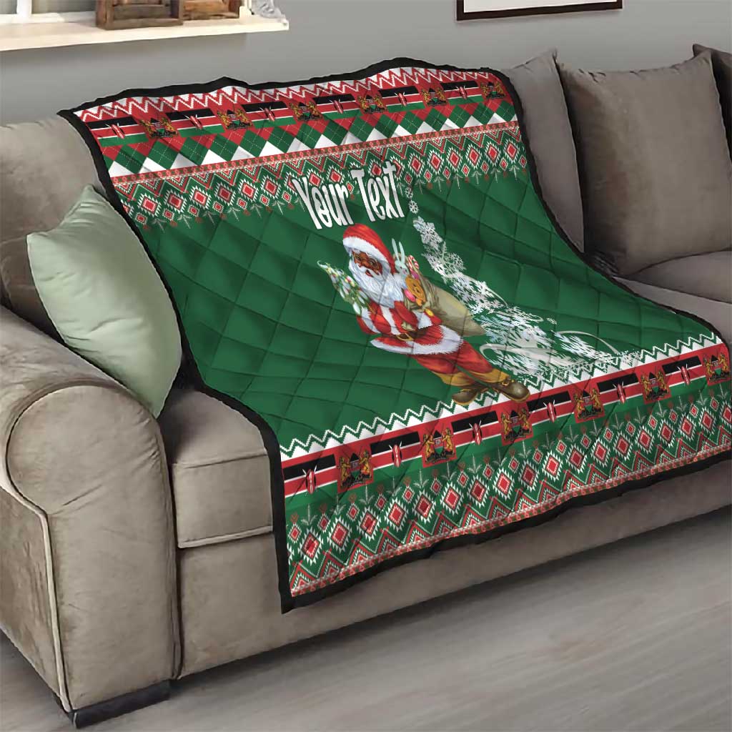 Personalized Afro Kenya Christmas Quilt African Santa -  Folk Pattern LT18
