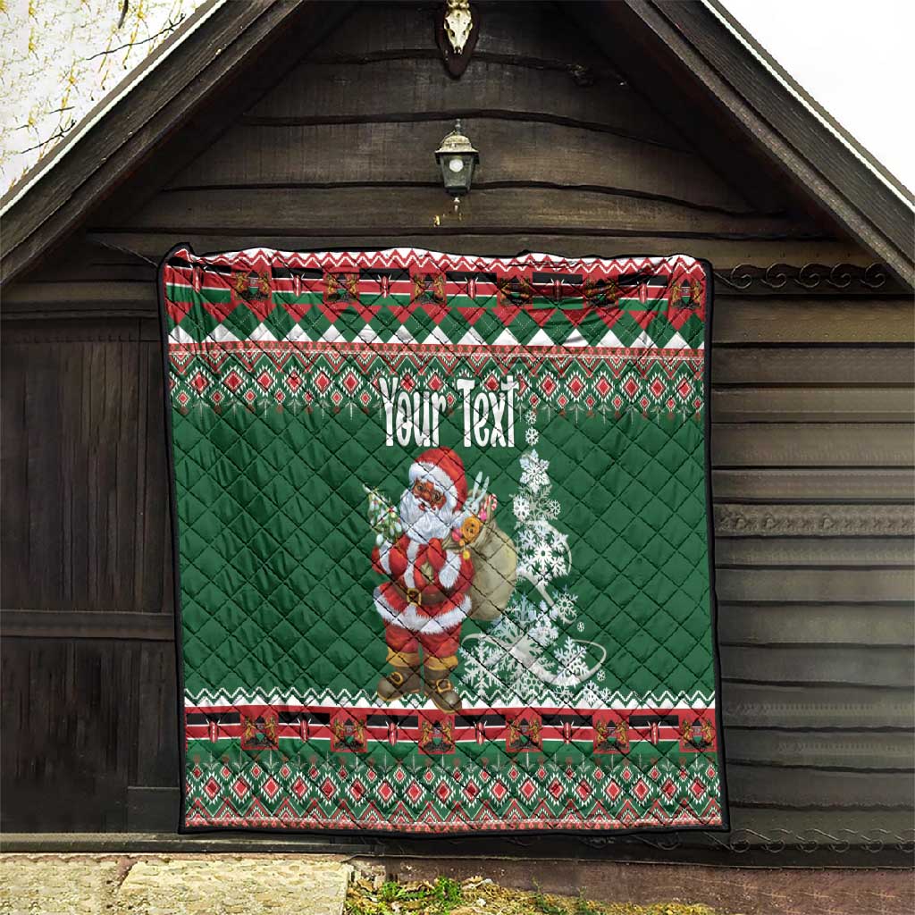 Personalized Afro Kenya Christmas Quilt African Santa -  Folk Pattern LT18