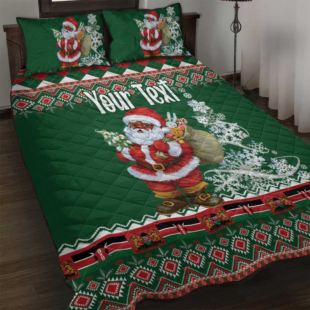 Personalized Afro Kenya Christmas Quilt Bed Set African Santa -  Folk Pattern LT18