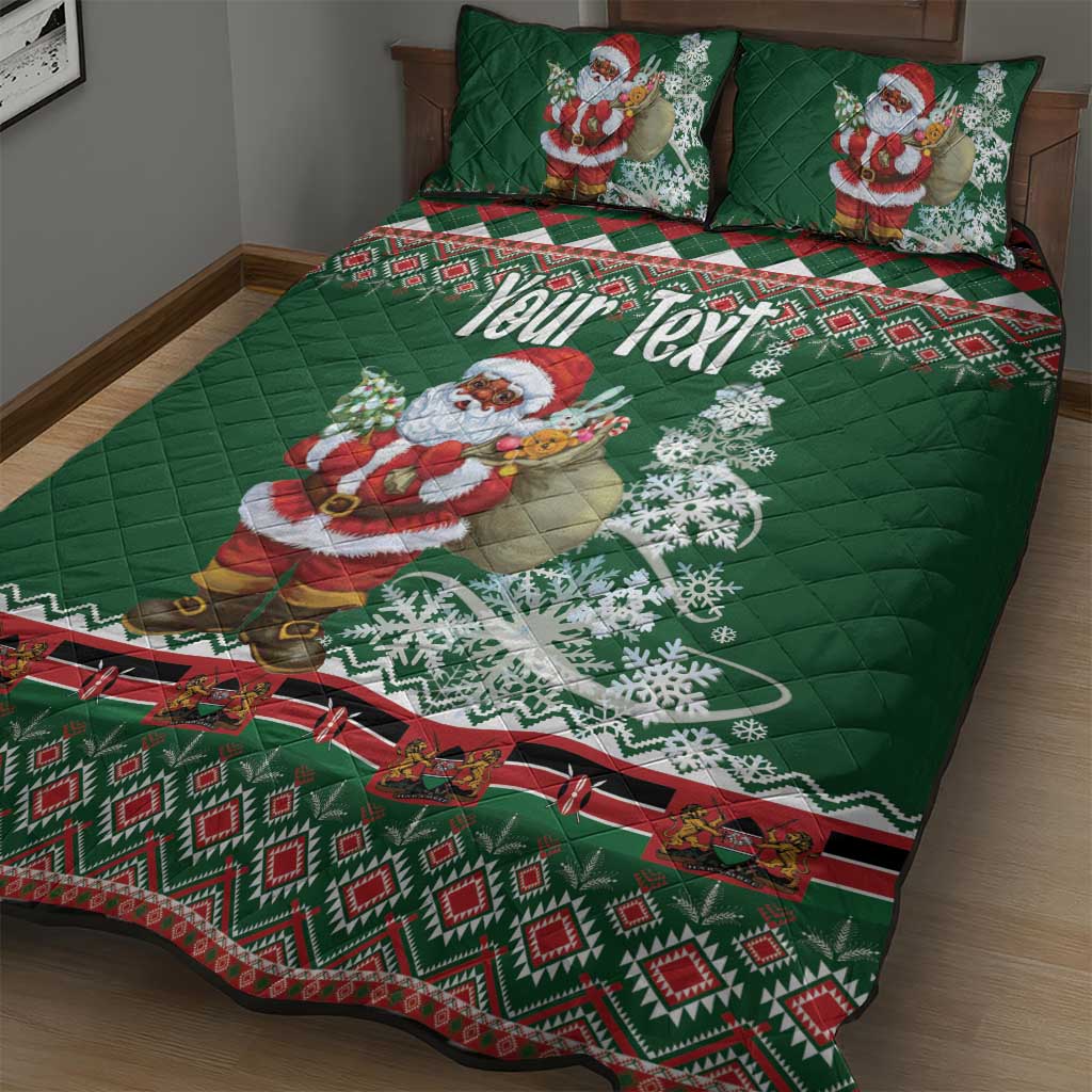 Personalized Afro Kenya Christmas Quilt Bed Set African Santa -  Folk Pattern LT18