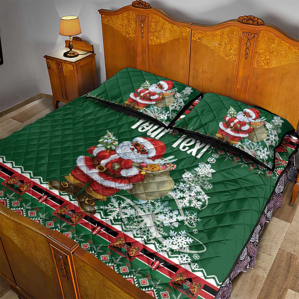 Personalized Afro Kenya Christmas Quilt Bed Set African Santa -  Folk Pattern LT18