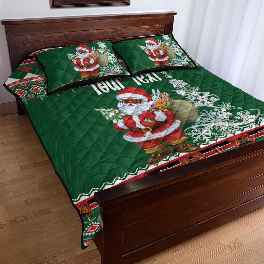 Personalized Afro Kenya Christmas Quilt Bed Set African Santa -  Folk Pattern LT18