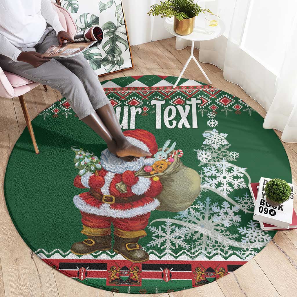Personalized Afro Kenya Christmas Round Carpet African Santa -  Folk Pattern LT18