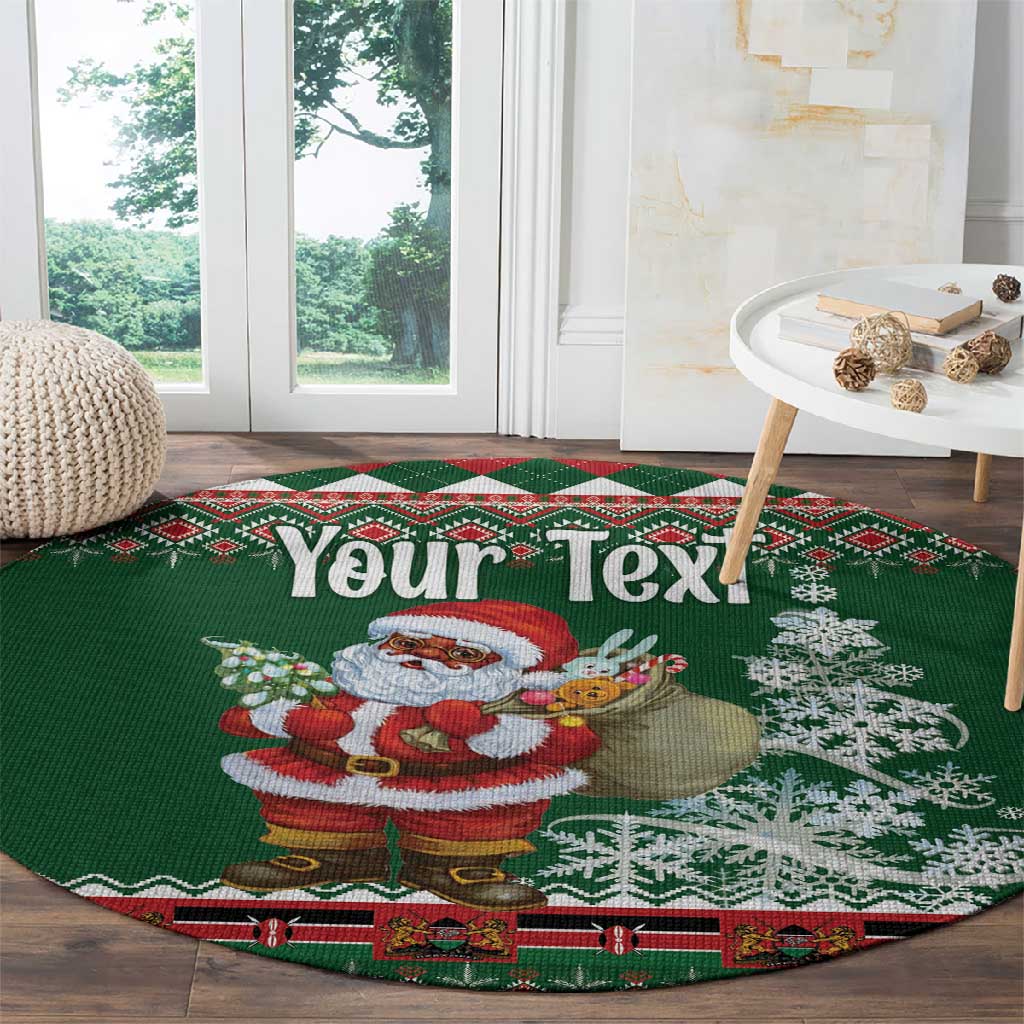 Personalized Afro Kenya Christmas Round Carpet African Santa -  Folk Pattern LT18