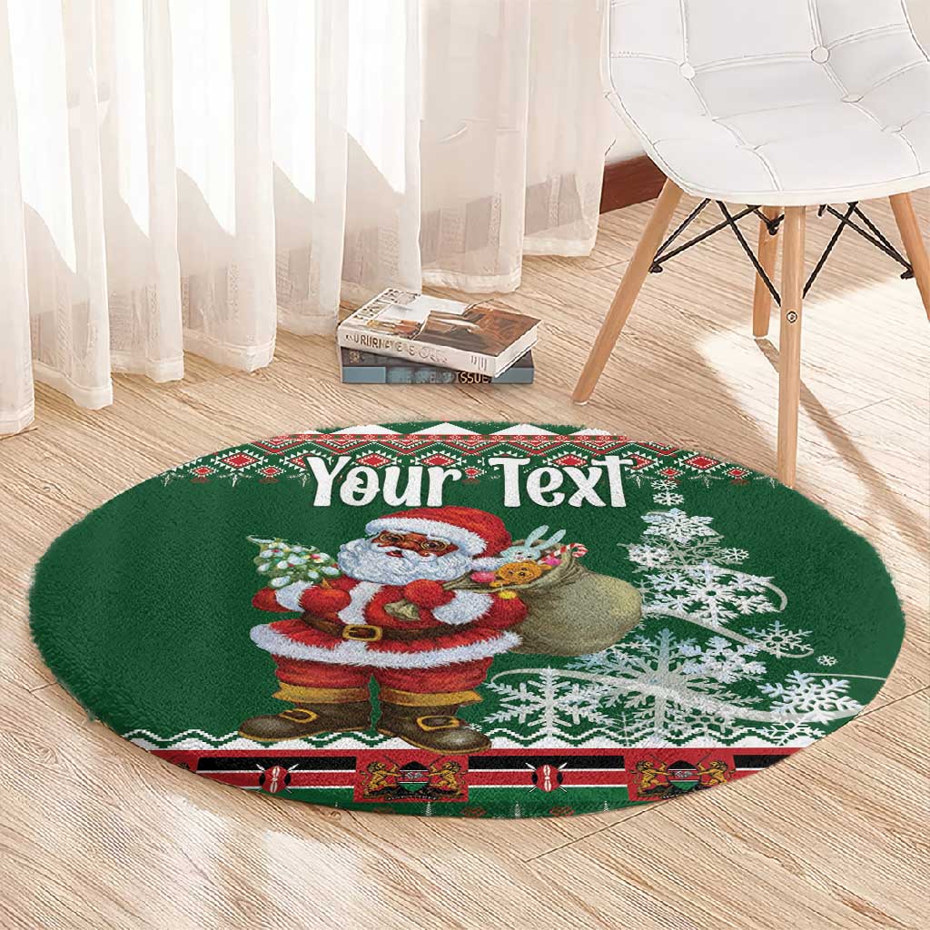Personalized Afro Kenya Christmas Round Carpet African Santa -  Folk Pattern LT18