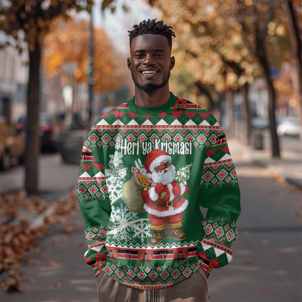 Personalized Afro Kenya Christmas Sweatshirt African Santa - Folk Pattern LT18
