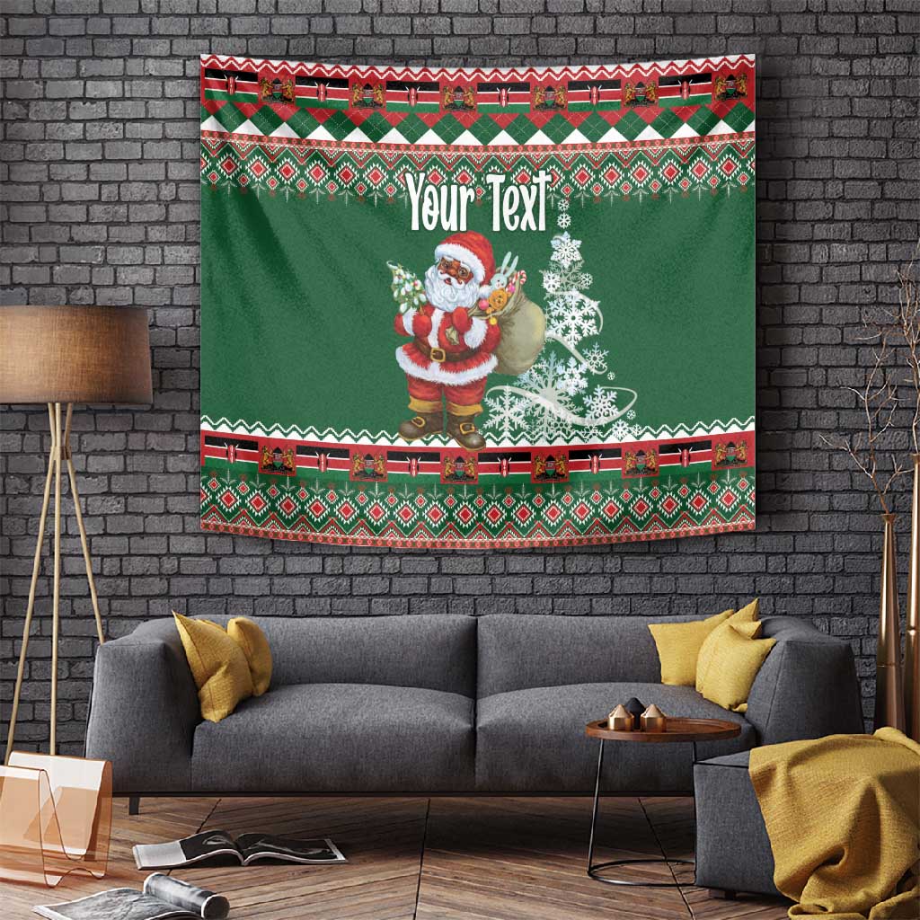 Personalized Afro Kenya Christmas Tapestry African Santa -  Folk Pattern LT18