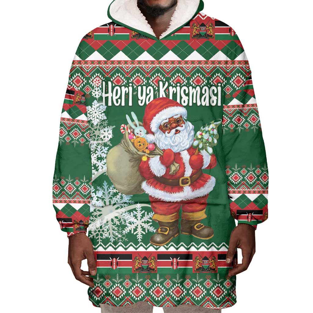 Personalized Afro Kenya Christmas Wearable Blanket Hoodie African Santa -  Folk Pattern LT18