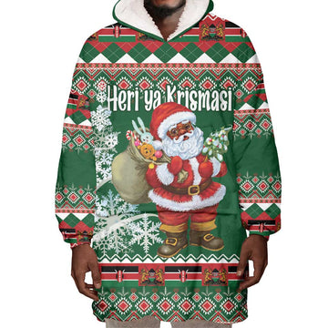 Personalized Afro Kenya Christmas Wearable Blanket Hoodie African Santa -  Folk Pattern LT18