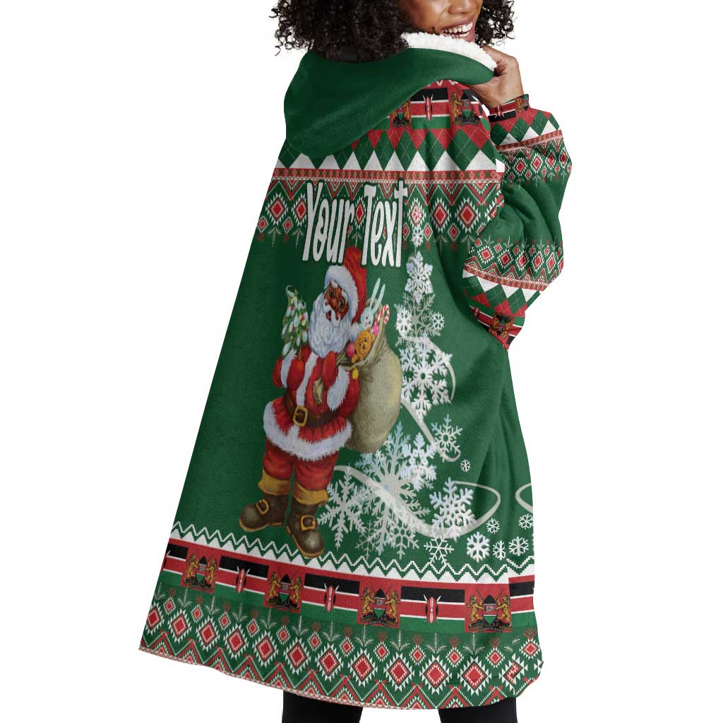 Personalized Afro Kenya Christmas Wearable Blanket Hoodie African Santa -  Folk Pattern LT18