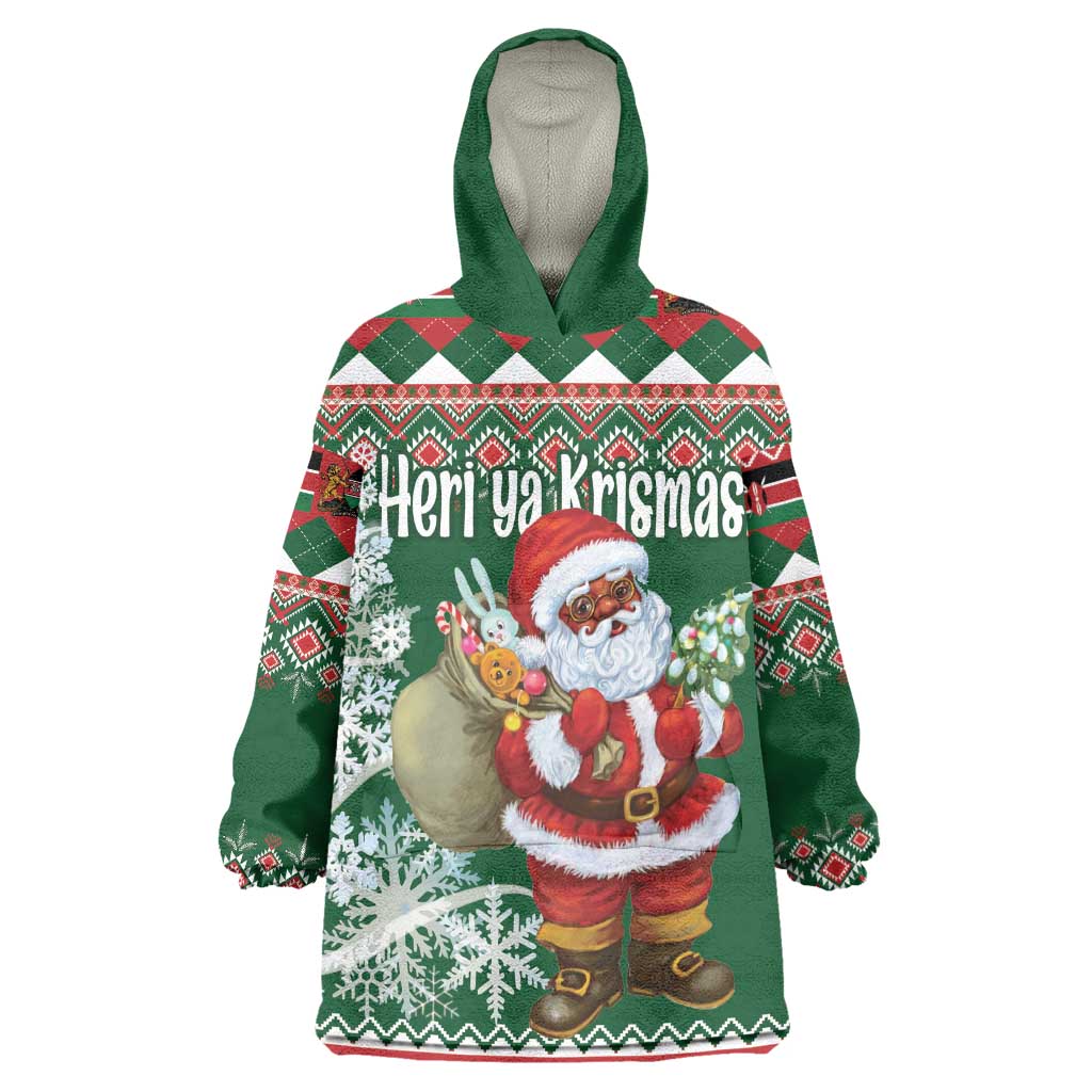 Personalized Afro Kenya Christmas Wearable Blanket Hoodie African Santa -  Folk Pattern LT18