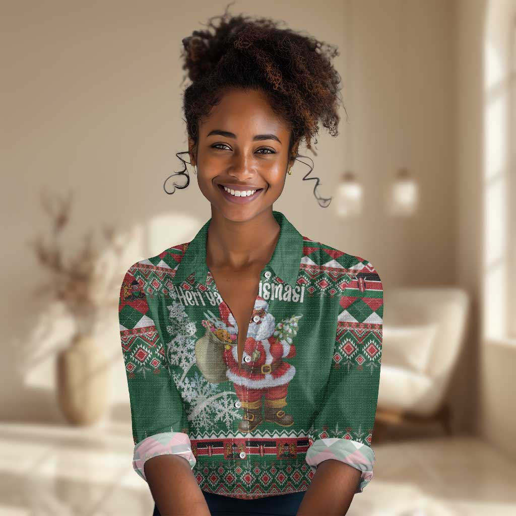 Personalized Afro Kenya Christmas Women Casual Shirt African Santa -  Folk Pattern LT18
