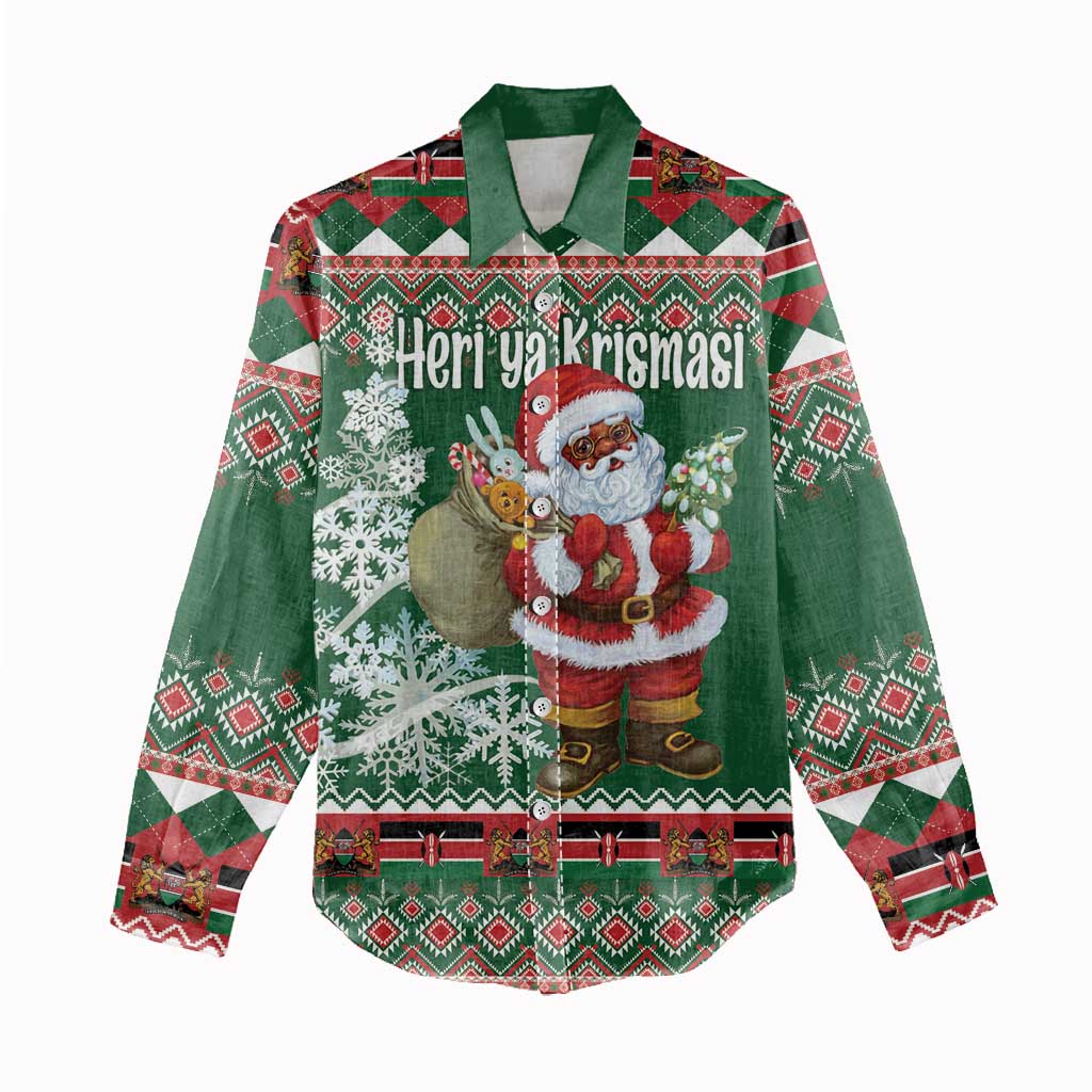 Personalized Afro Kenya Christmas Women Casual Shirt African Santa -  Folk Pattern LT18