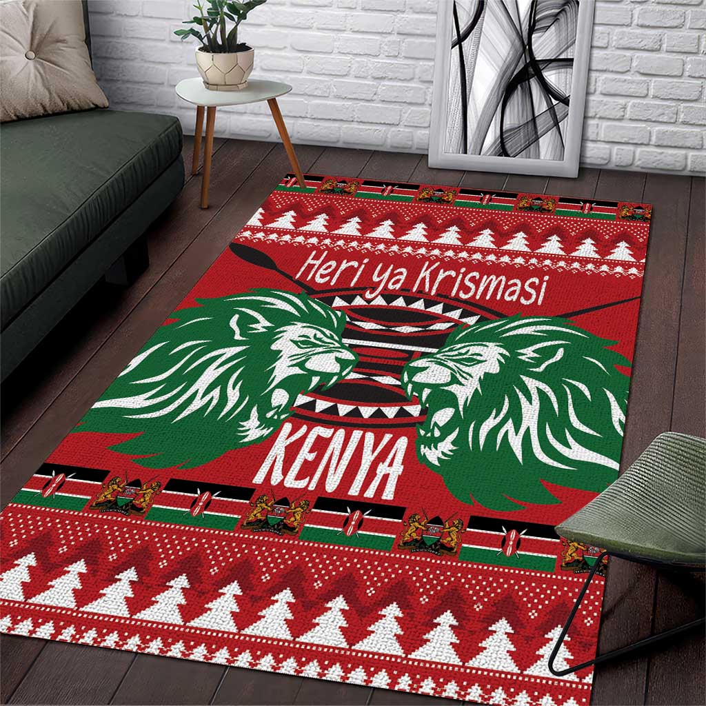 Afro Kenya Christmas Area Rug Head Lion - Heri ya Krismasi LT18