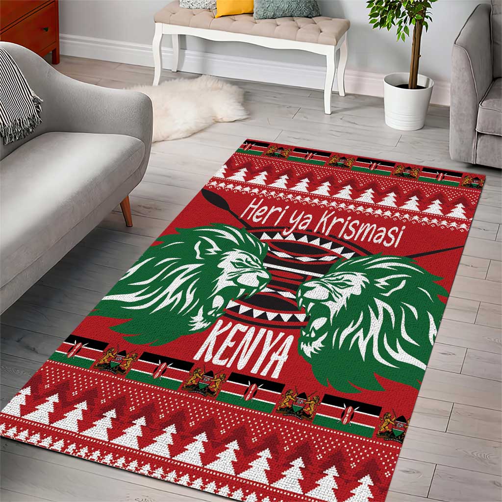 Afro Kenya Christmas Area Rug Head Lion - Heri ya Krismasi LT18