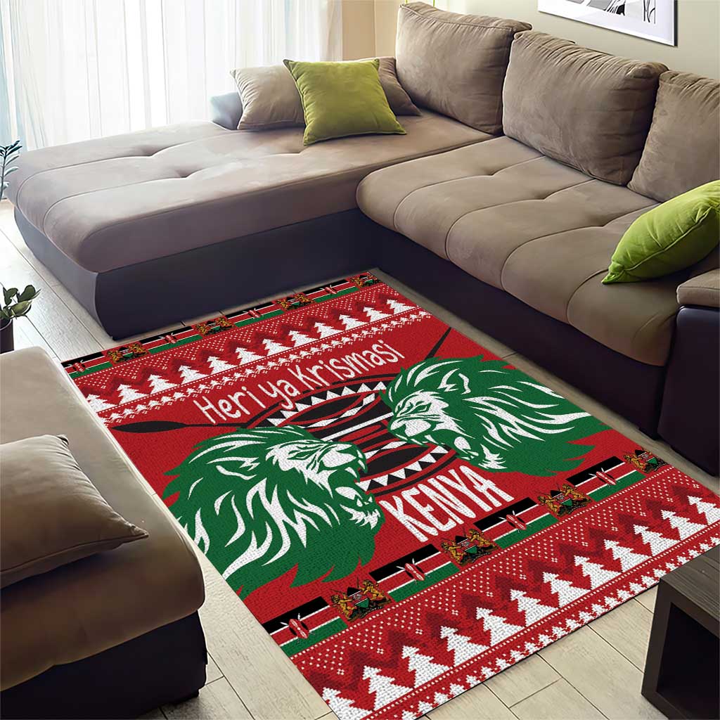 Afro Kenya Christmas Area Rug Head Lion - Heri ya Krismasi LT18