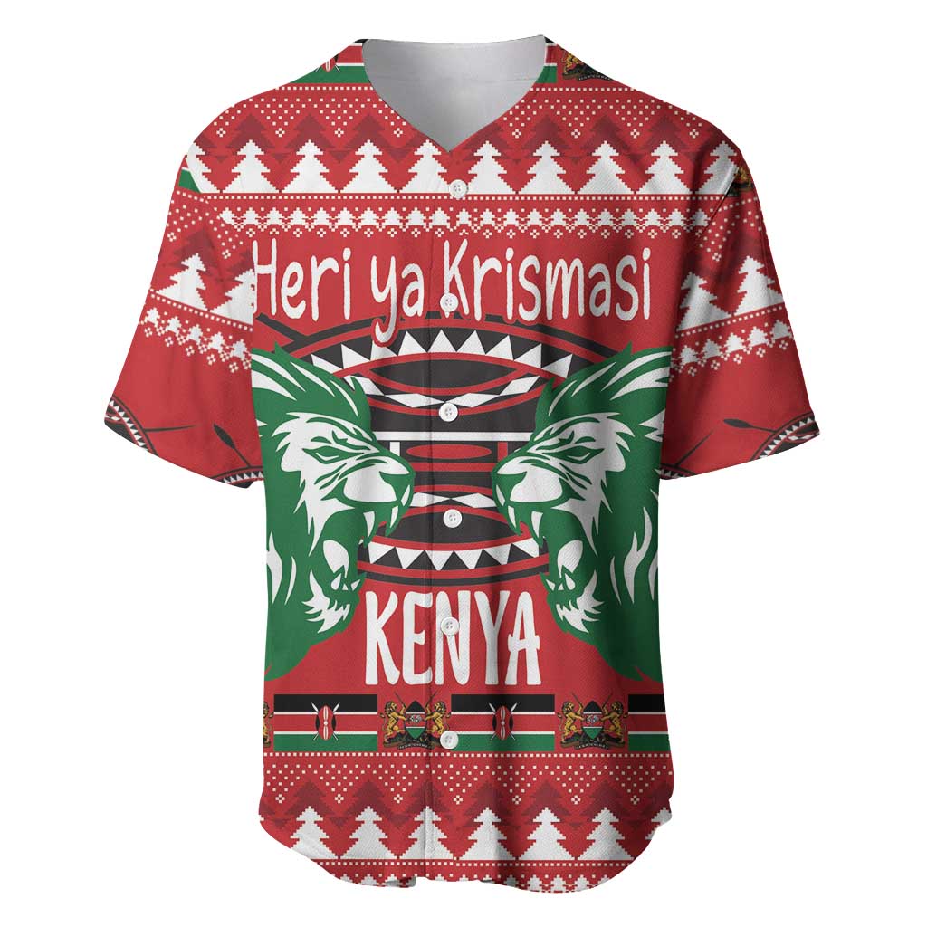 Afro Kenya Christmas Baseball Jersey Head Lion - Heri ya Krismasi LT18