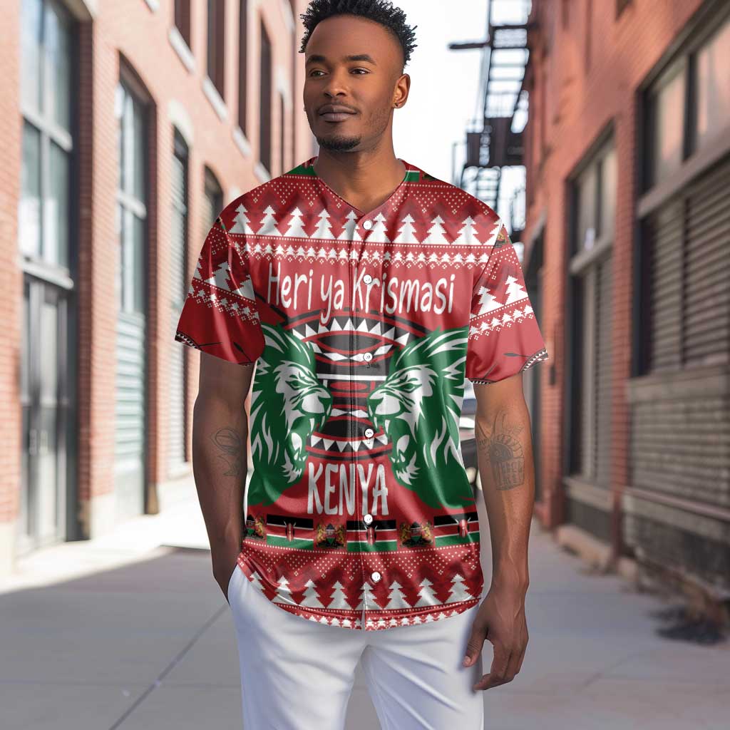 Afro Kenya Christmas Baseball Jersey Head Lion - Heri ya Krismasi LT18