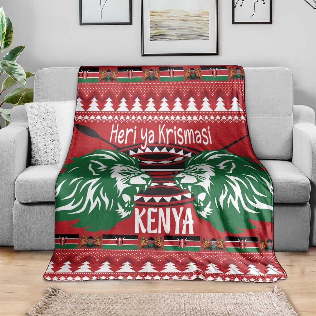Afro Kenya Christmas Blanket Head Lion - Heri ya Krismasi LT18