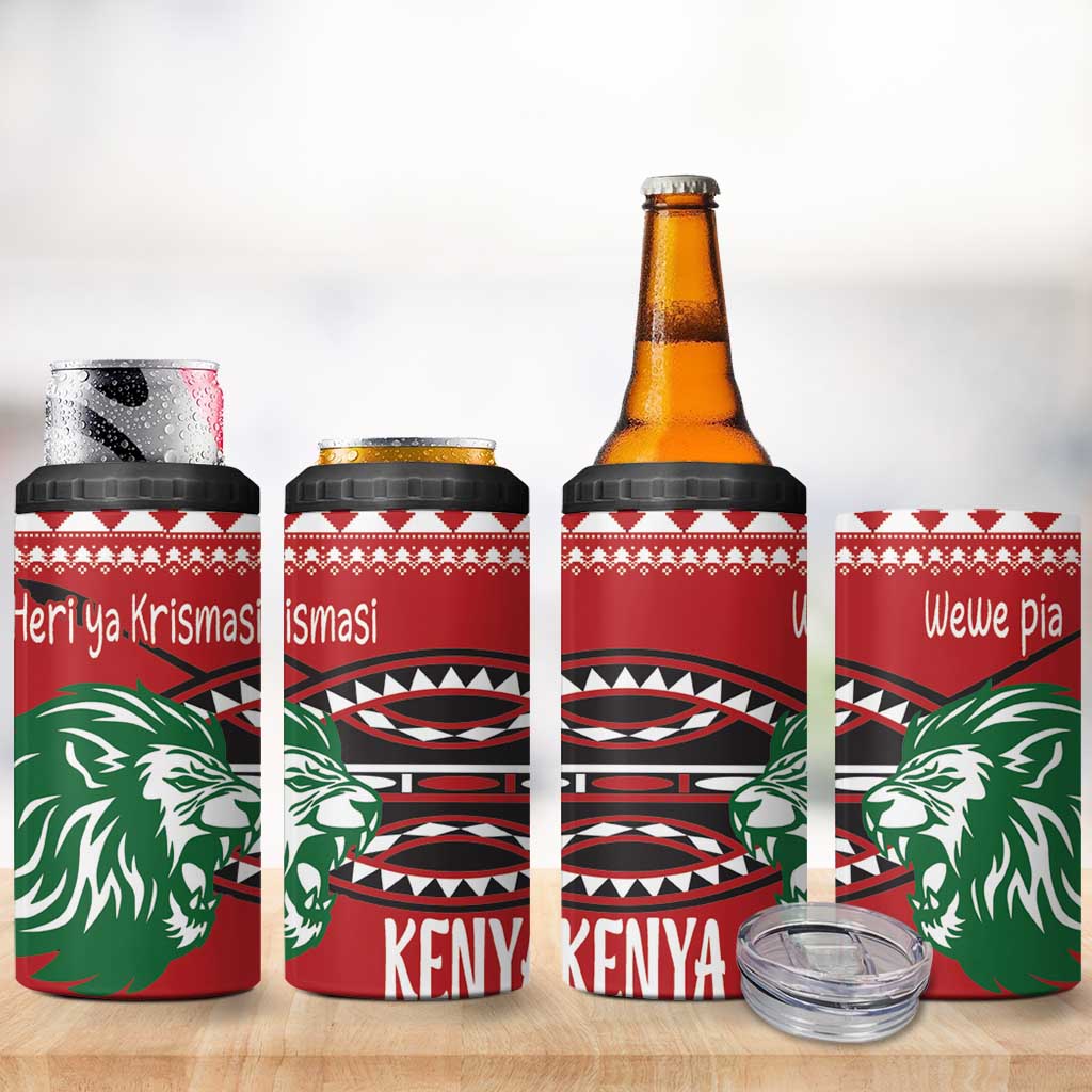 Afro Kenya Christmas 4 in 1 Can Cooler Tumbler Head Lion - Heri ya Krismasi LT18