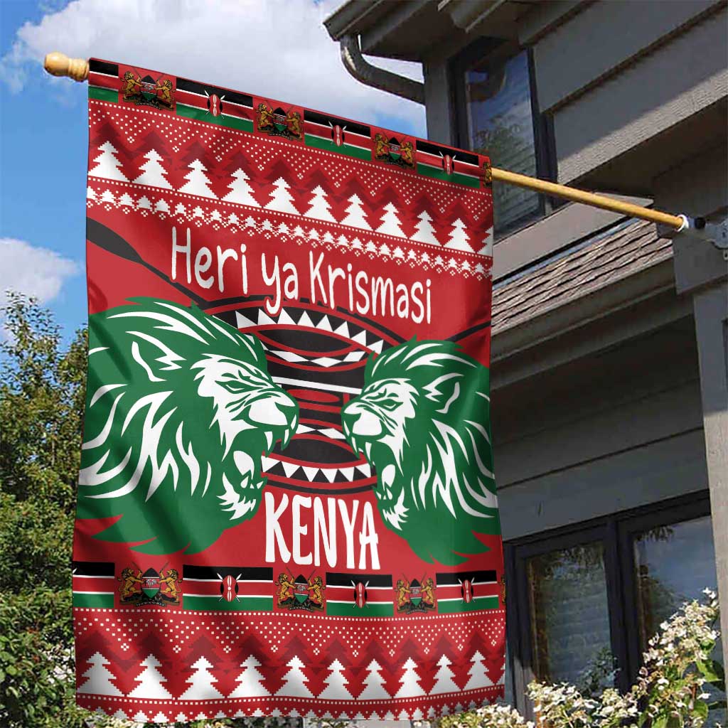 Afro Kenya Christmas Garden Flag Head Lion - Heri ya Krismasi LT18