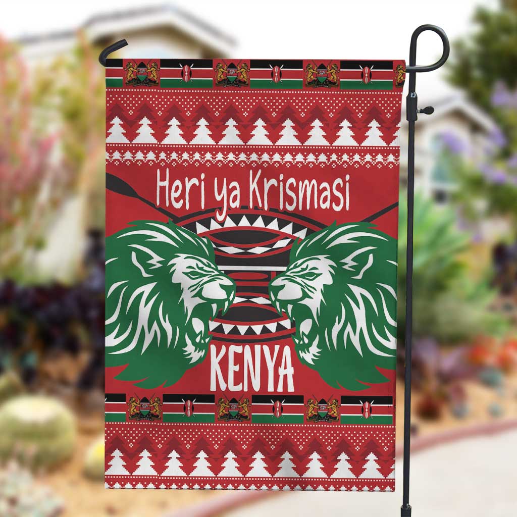 Afro Kenya Christmas Garden Flag Head Lion - Heri ya Krismasi LT18