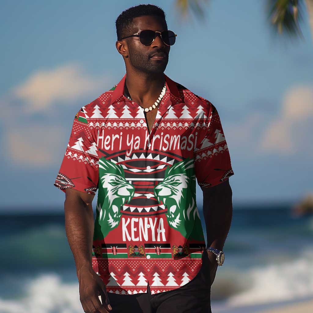 Afro Kenya Christmas Hawaiian Shirt Head Lion - Heri ya Krismasi LT18
