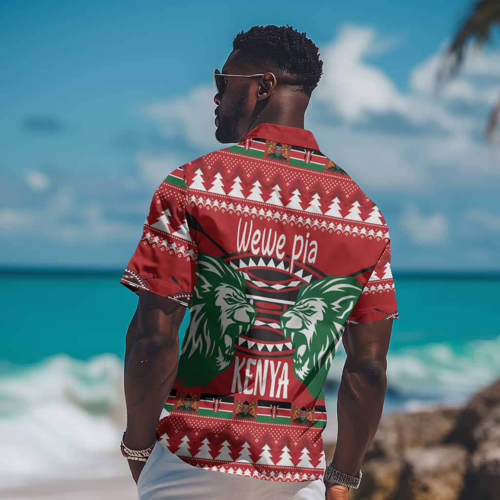 Afro Kenya Christmas Hawaiian Shirt Head Lion - Heri ya Krismasi LT18