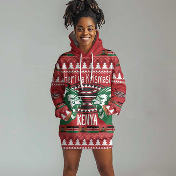Afro Kenya Christmas Hoodie Dress Head Lion - Heri ya Krismasi LT18