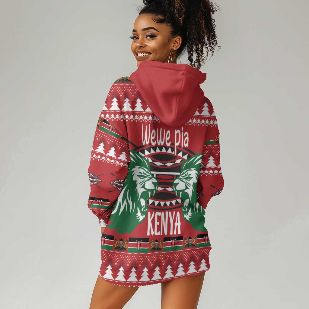 Afro Kenya Christmas Hoodie Dress Head Lion - Heri ya Krismasi LT18