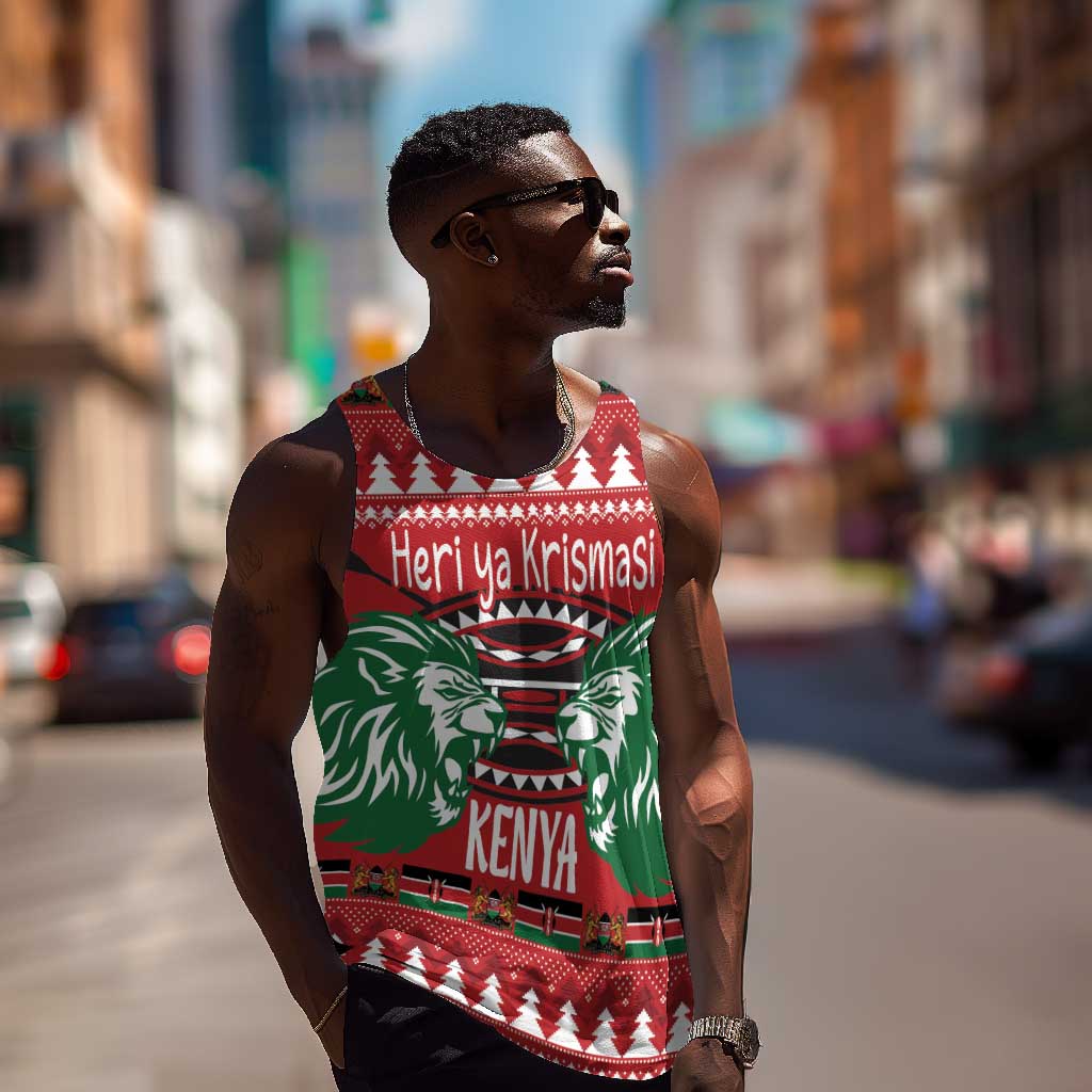 Afro Kenya Christmas Men Tank Top Head Lion - Heri ya Krismasi LT18