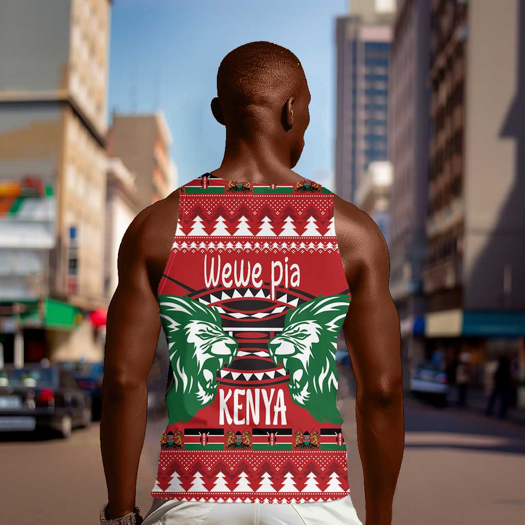 Afro Kenya Christmas Men Tank Top Head Lion - Heri ya Krismasi LT18