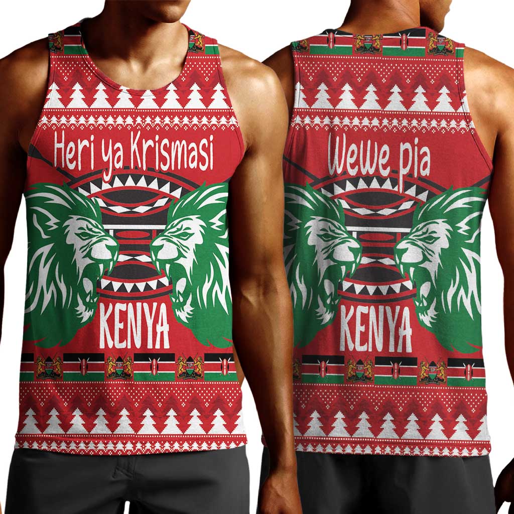 Afro Kenya Christmas Men Tank Top Head Lion - Heri ya Krismasi LT18