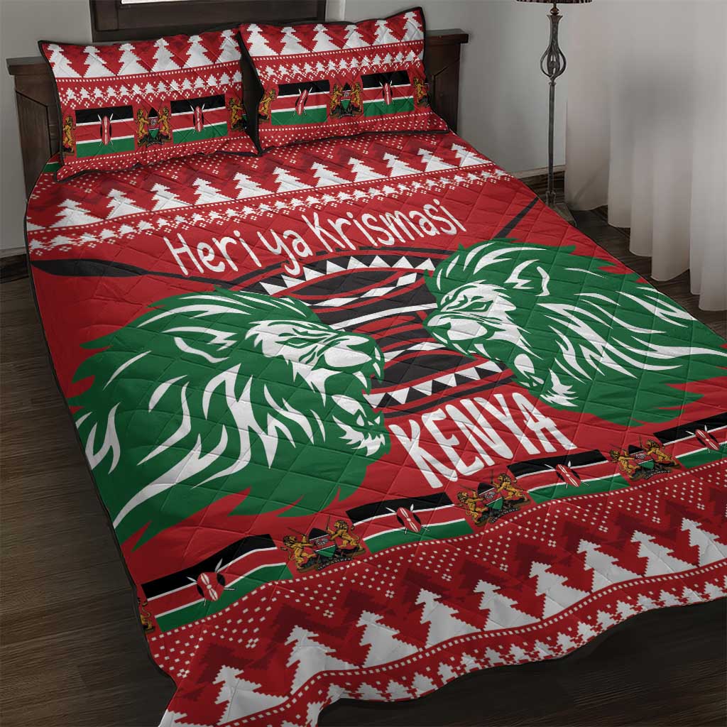 Afro Kenya Christmas Quilt Bed Set Head Lion - Heri ya Krismasi LT18