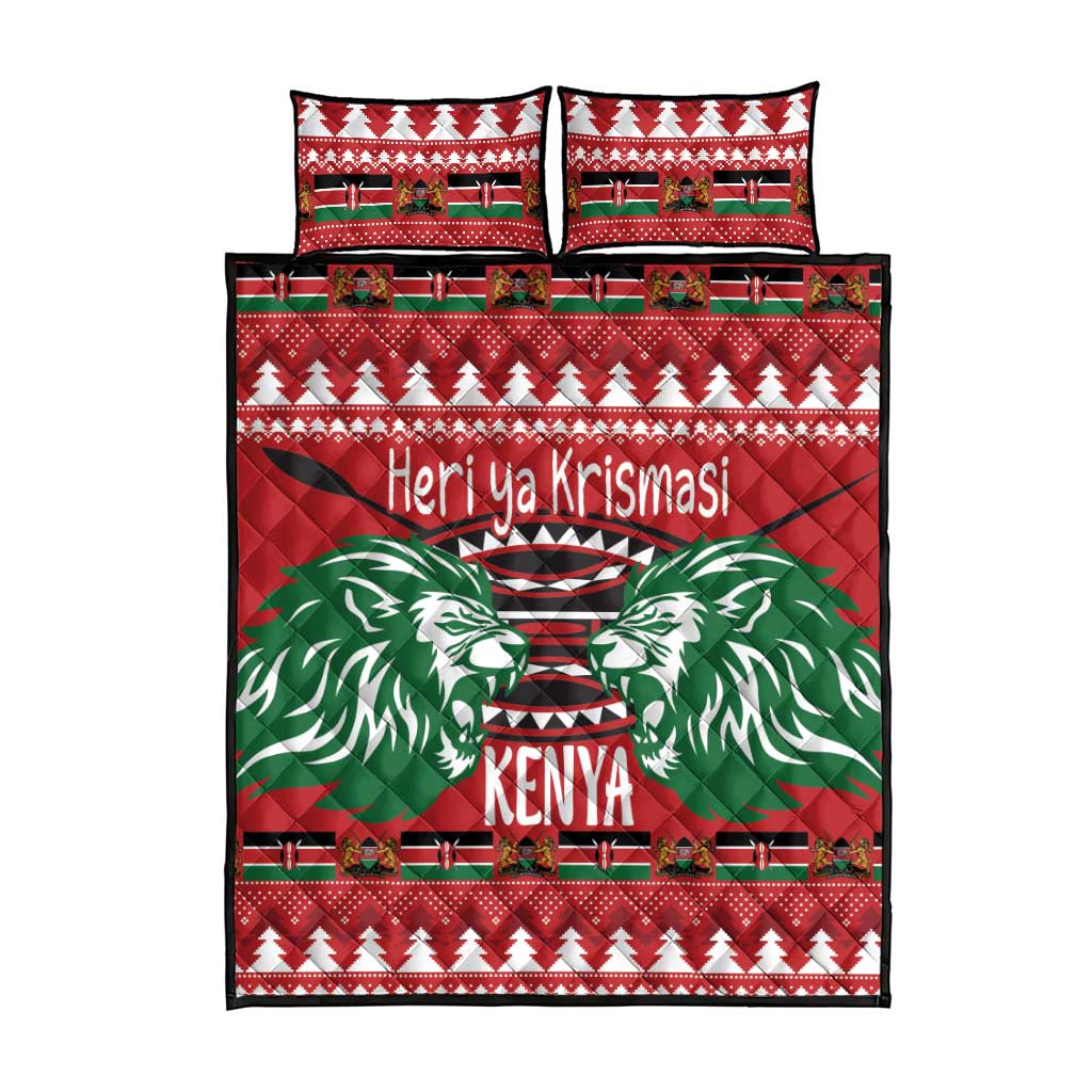 Afro Kenya Christmas Quilt Bed Set Head Lion - Heri ya Krismasi LT18