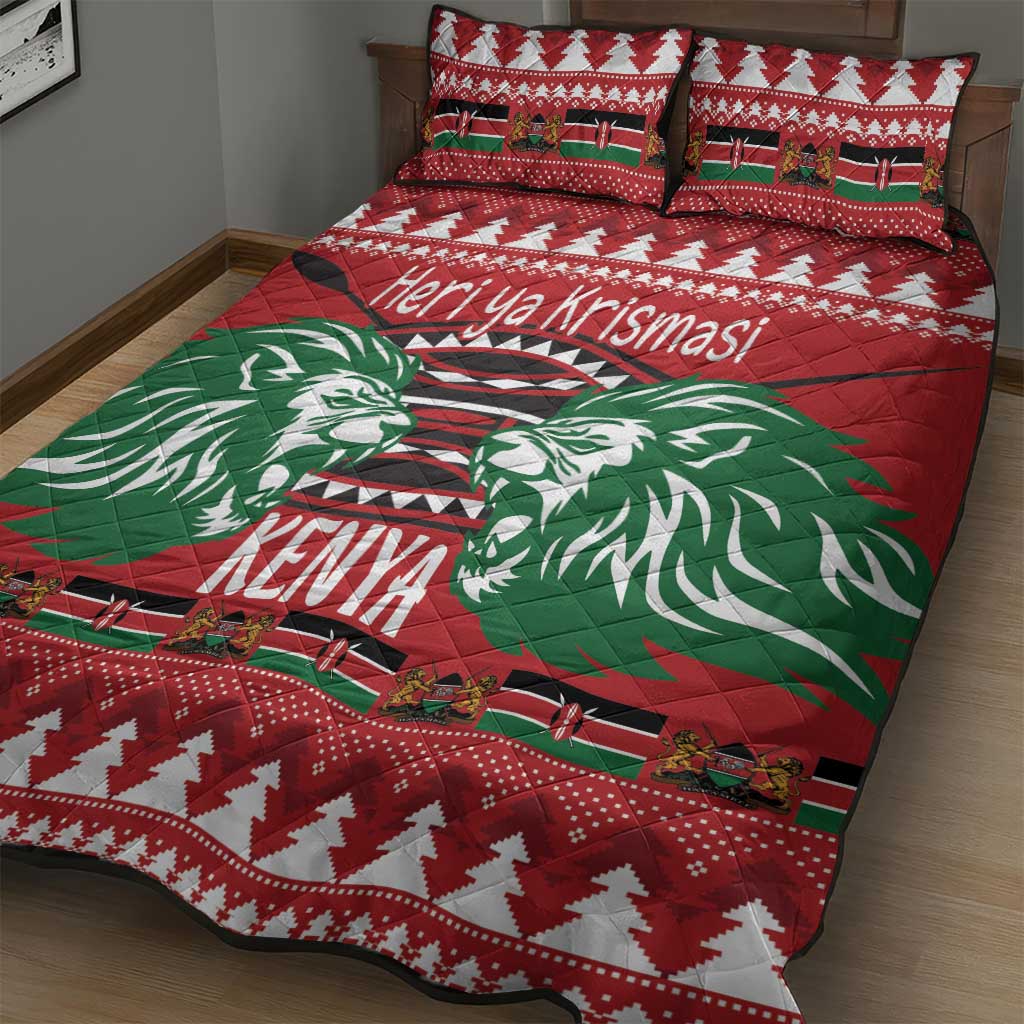 Afro Kenya Christmas Quilt Bed Set Head Lion - Heri ya Krismasi LT18