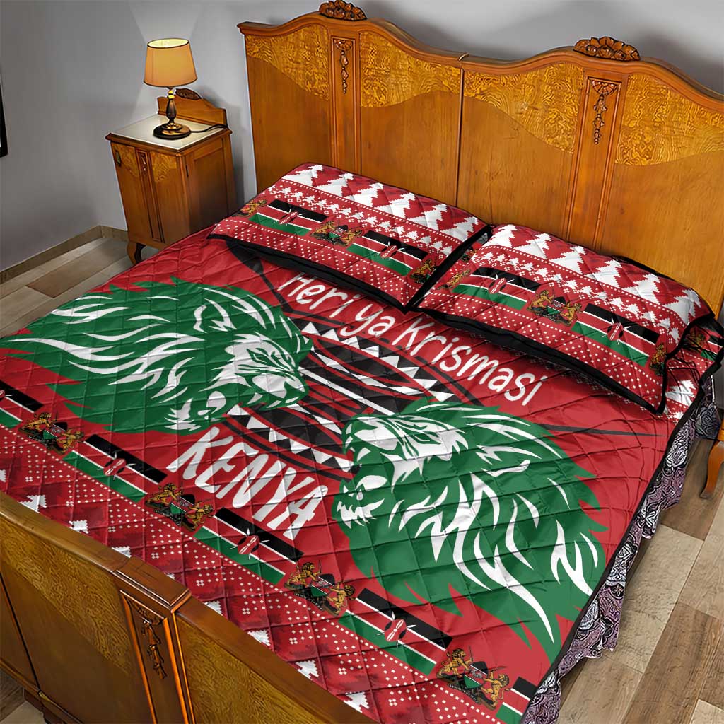 Afro Kenya Christmas Quilt Bed Set Head Lion - Heri ya Krismasi LT18