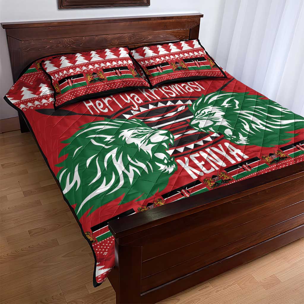 Afro Kenya Christmas Quilt Bed Set Head Lion - Heri ya Krismasi LT18