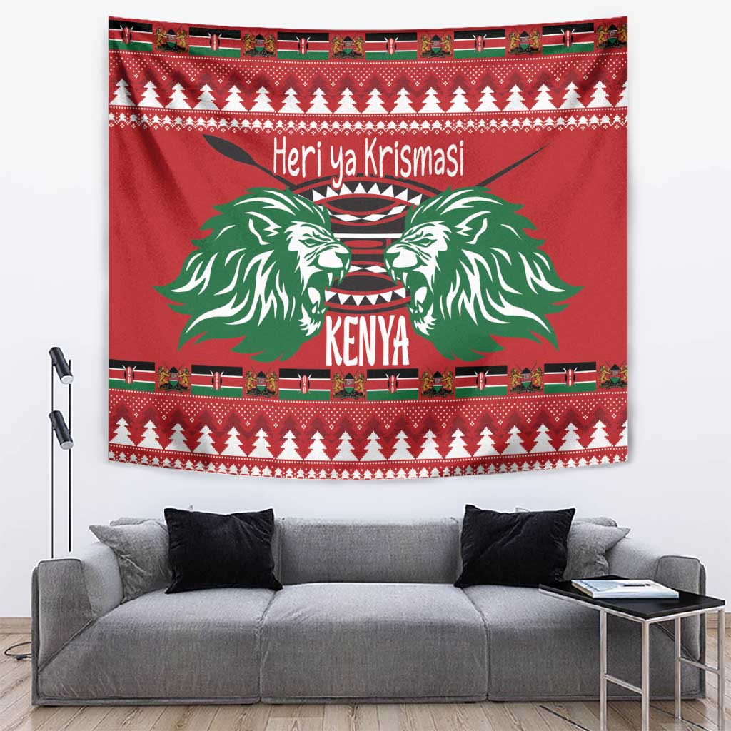 Afro Kenya Christmas Tapestry Head Lion - Heri ya Krismasi LT18