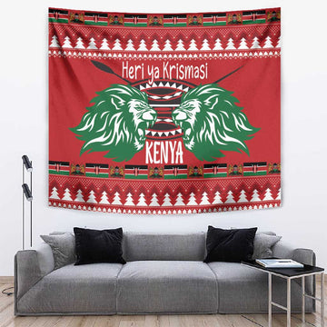 Afro Kenya Christmas Tapestry Head Lion - Heri ya Krismasi LT18