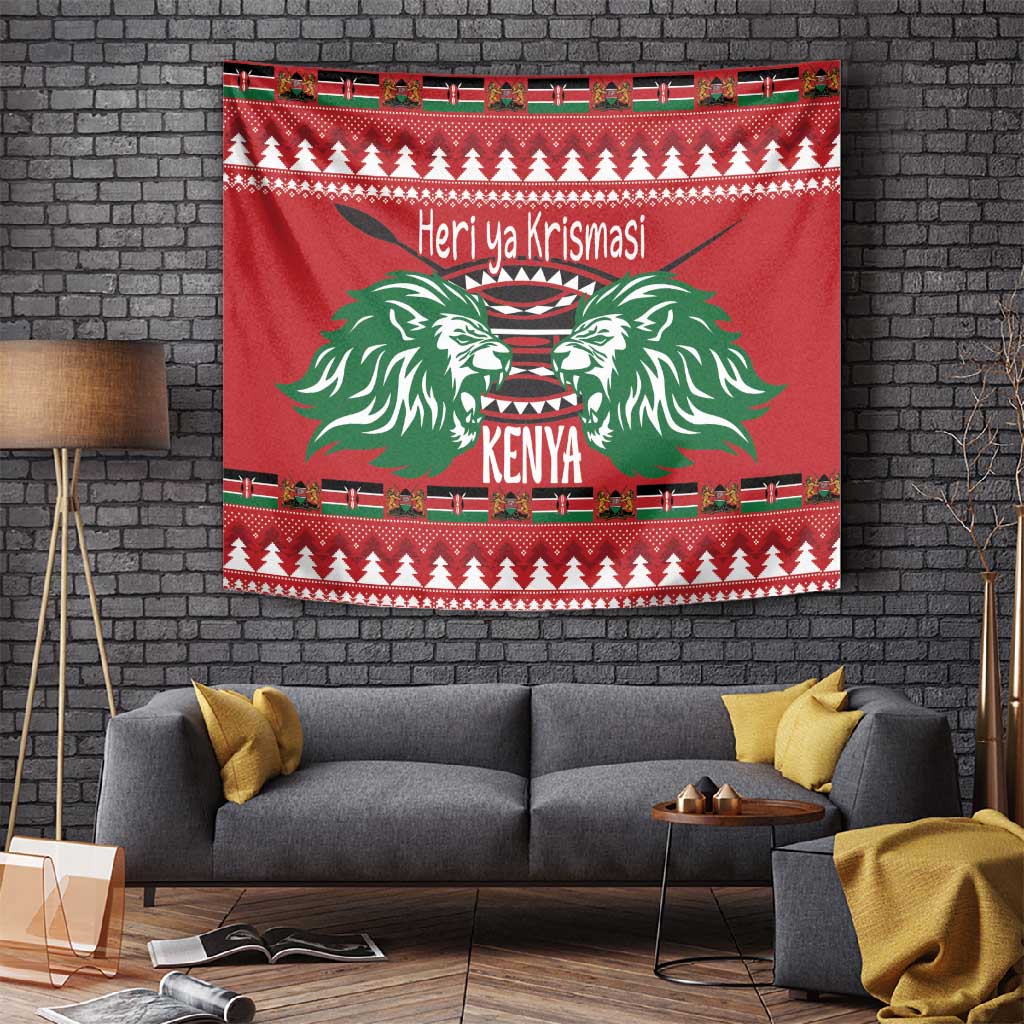 Afro Kenya Christmas Tapestry Head Lion - Heri ya Krismasi LT18