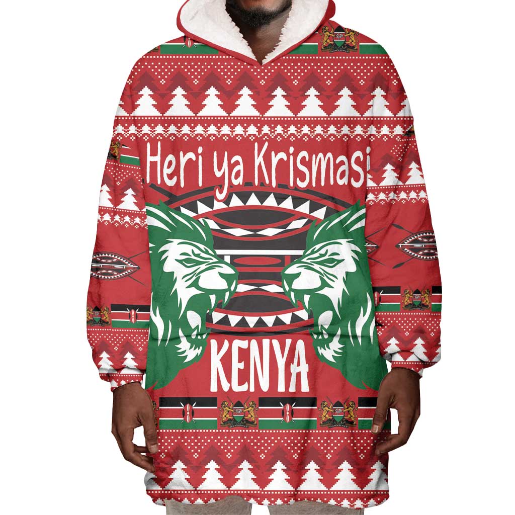 Afro Kenya Christmas Wearable Blanket Hoodie Head Lion - Heri ya Krismasi LT18