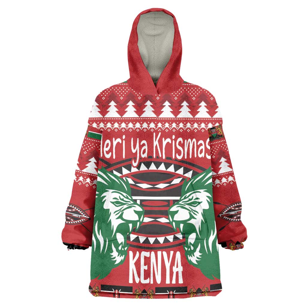 Afro Kenya Christmas Wearable Blanket Hoodie Head Lion - Heri ya Krismasi LT18